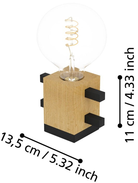 TL/1 E27 BLACK/WOOD 'LEVANTARA' | 390193