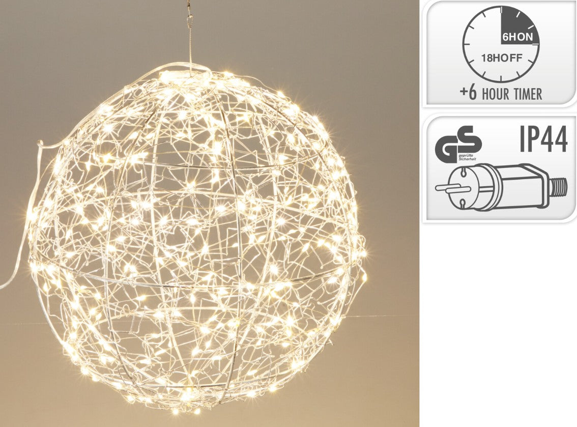 BALL WITH LED SILVER 35CM | AMZ141080