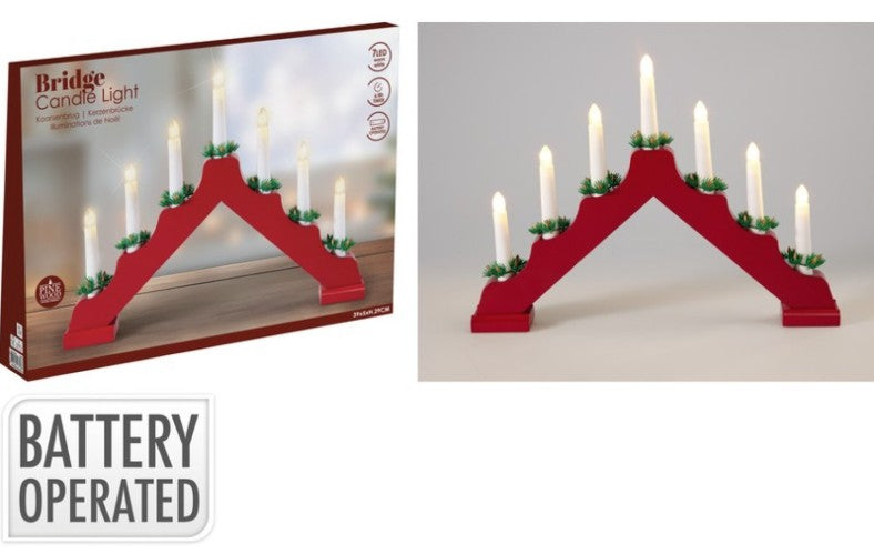 CANDLE BRIDGE WOOD 7LED RED | AX5390130