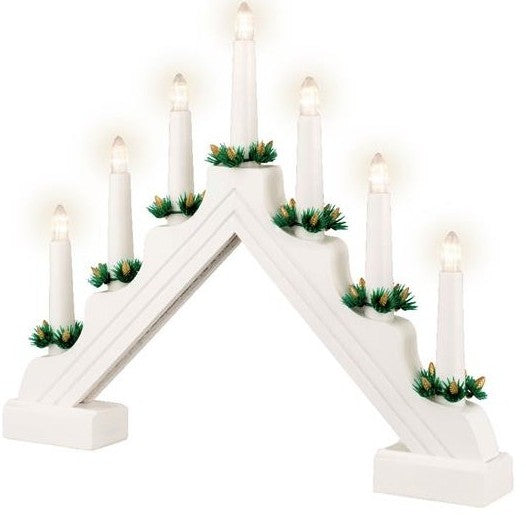 CANDLE BRIDGE WOOD 7 LED WH BATTERY | AX8000160