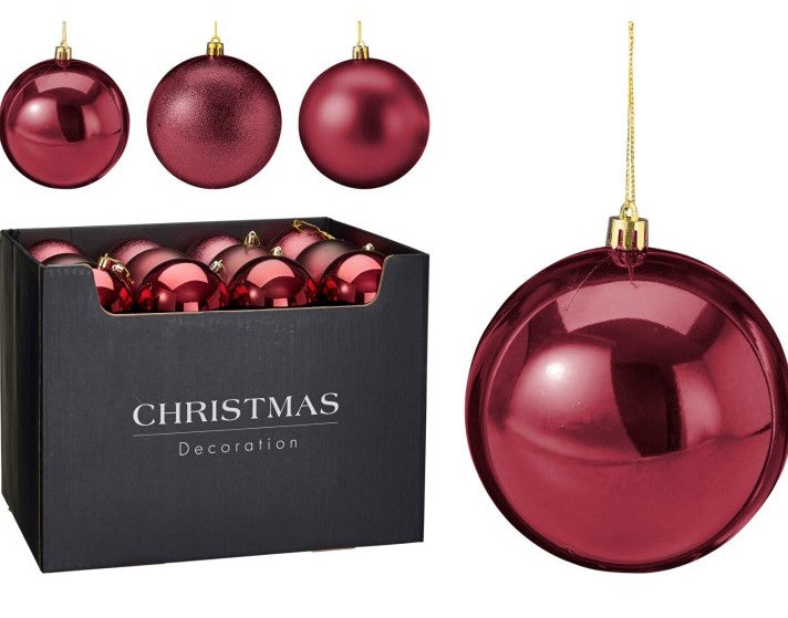 XMAS BALL 100MM BURGUNDY 3ASS | CAR102130
