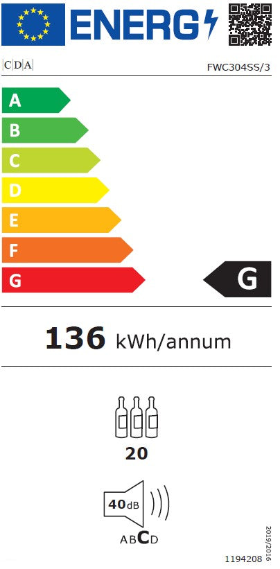 CDA 30CM FREESTANDING WINE COOLER BLACK | CFWC304BL