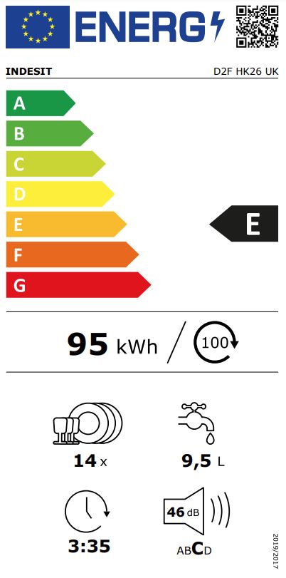 INDESIT 14 PLACE FREESTANDING DISHWASHER WHITE | D2FHK26UK