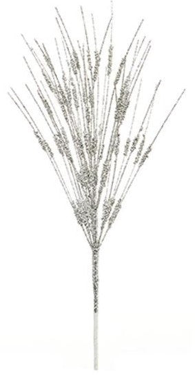 43CM SILVER BEADED GLITTER BURST SPRAY | DF195372S