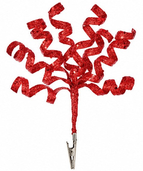 20CM RED GLITTER SPIRALS CLIP ON | DF205287R