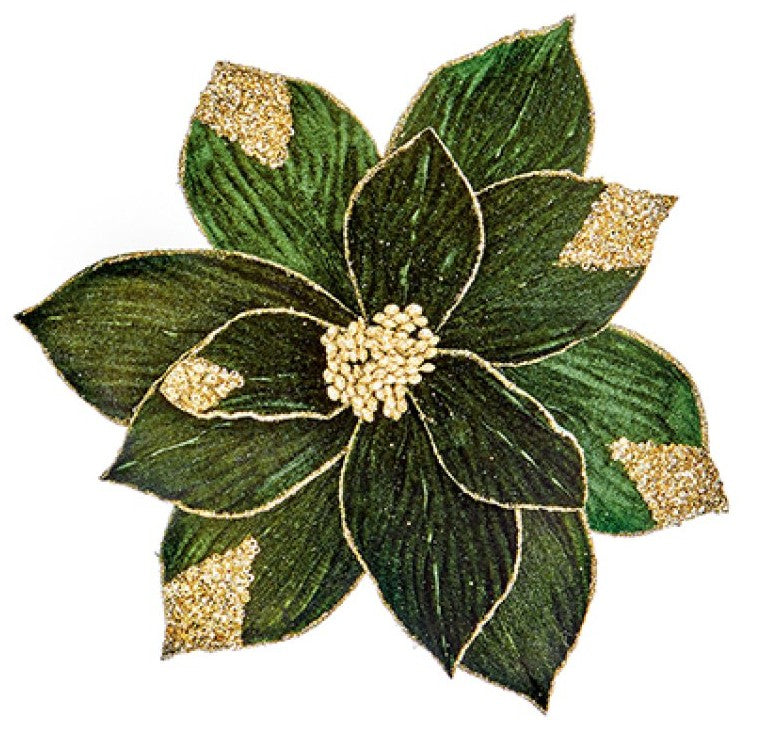 29CM GREEN VELVET POINSETTIA | DF232504GR