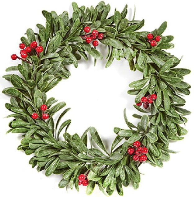 35CM MISTLETOE WREATH WITH RED BERRIES | DF247305