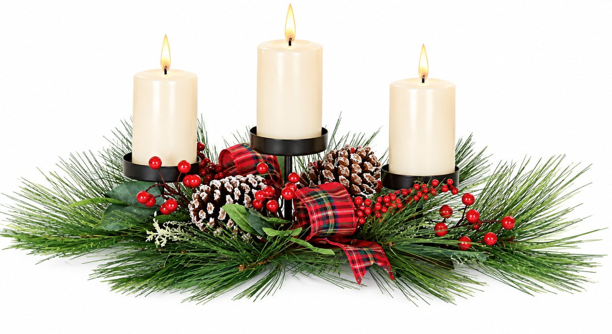70CM BERRY CONE AND RIBBON CENTERPIECE | DF267029