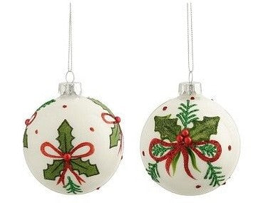 BAUBLE GLASS HOLLY BOW | EDEL1198931
