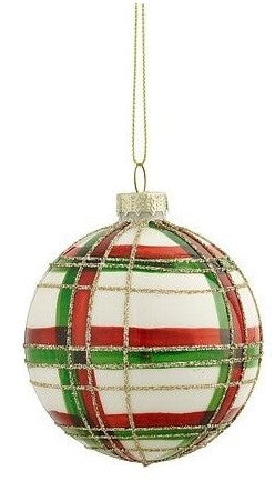 BAUBLE GLASS CHECK RED | EDEL1198938