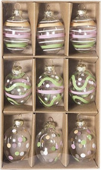 9PC 4CM CLEAR GLASS HANGING EGGS | EG240395