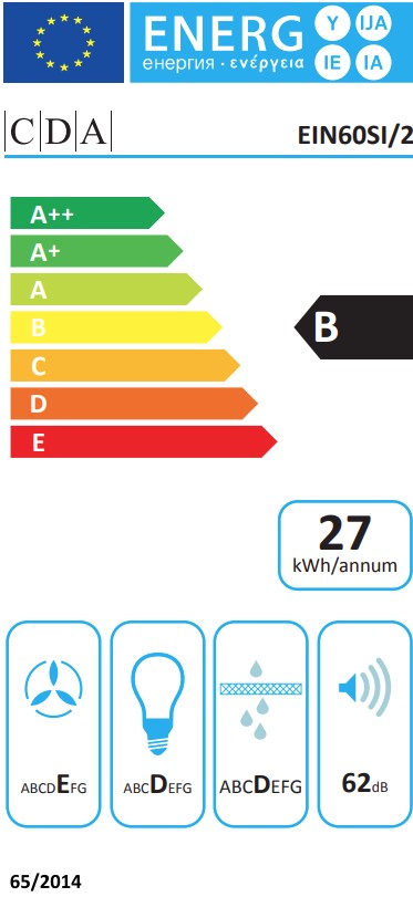 CDA 60CM INTEGRATED COOKER HOOD SILVER | EIN60SI