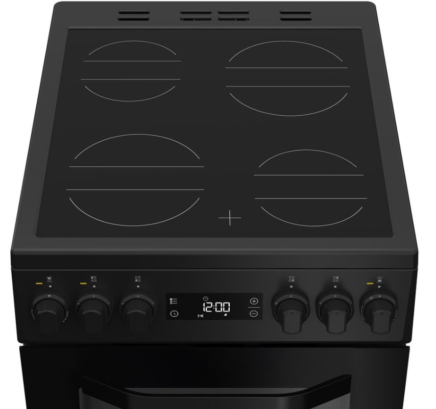 HOTPOINT 50CM CERAMIC FREESTANDING COOKER BLACK | HDE5VDCB