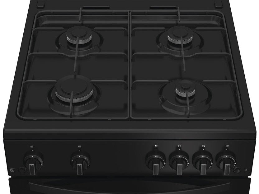 INDESIT 60CM GAS COOKER DOUBLE OVEN BLACK | IDG6GB