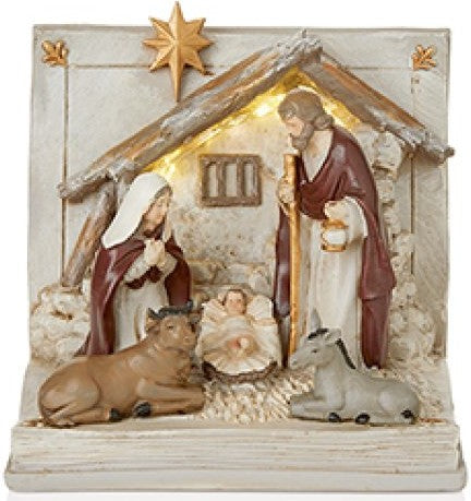 17CM LIT BO POLYRESIN NATIVITY SCENE | LB241630