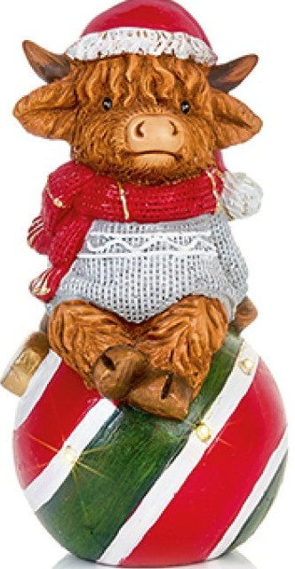 22.5CM B-O LIT POLYRESIN HIGHLAND COW | LB251508