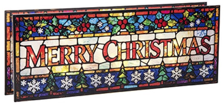 40 X 15CM B-O LIT MERRY STAINED GLASS | LB262559