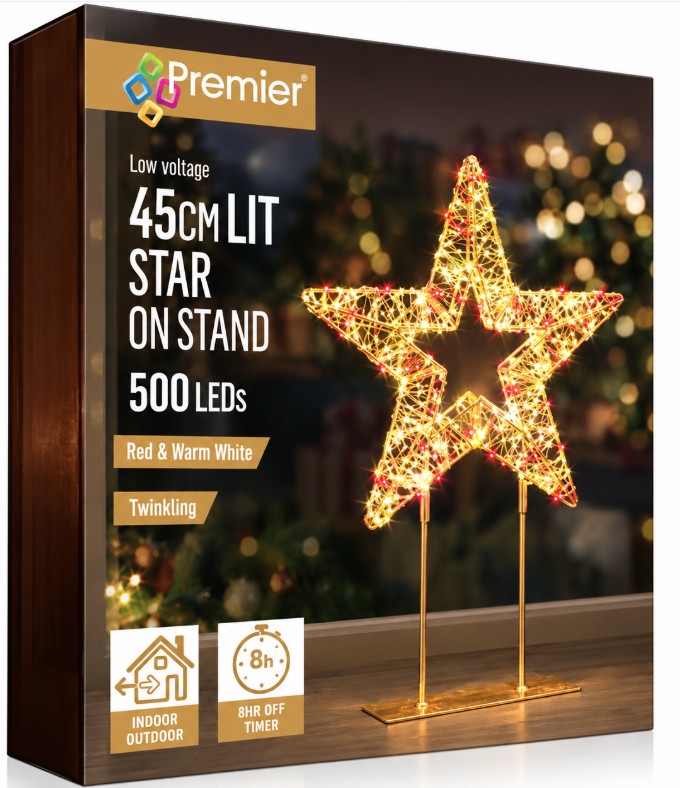 45CM TWINKLING LIT GOLD TABLE TOP STAR | LV254153RWW