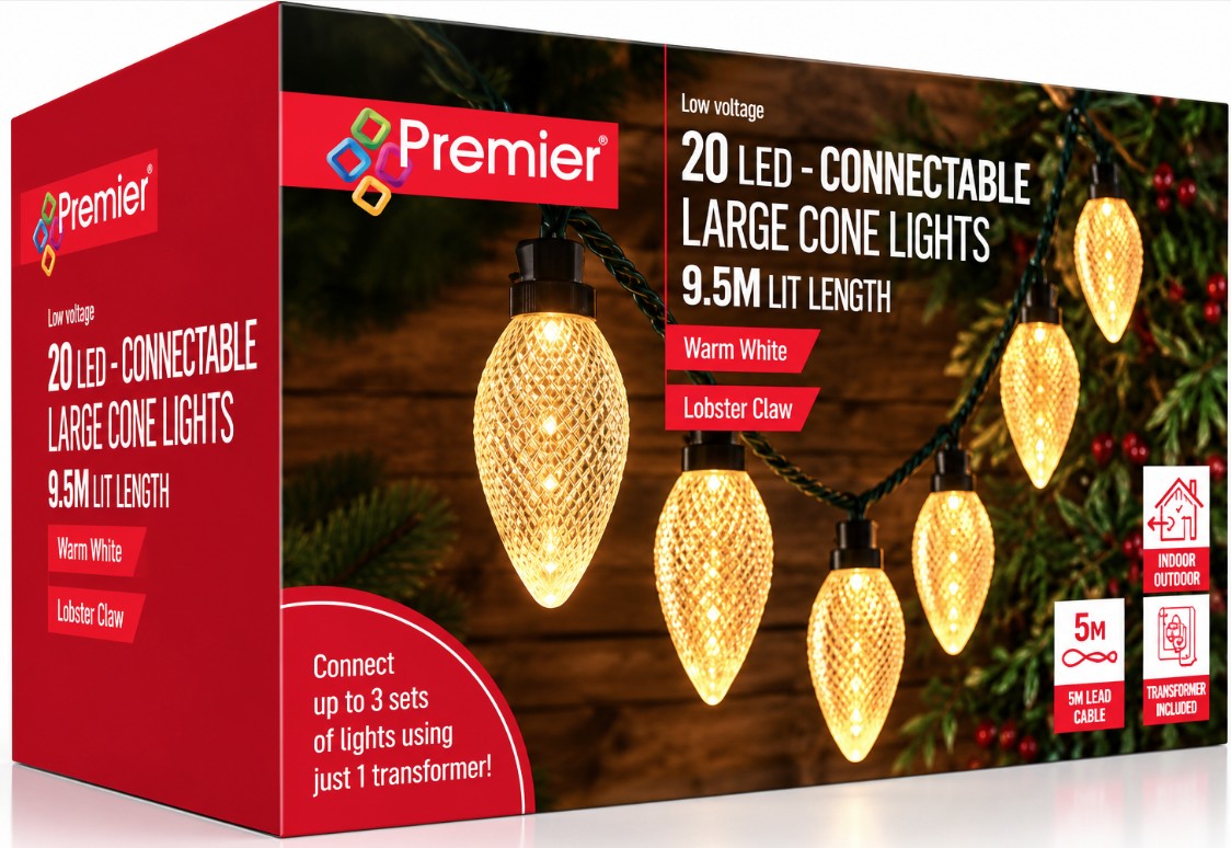 20 PINE CONE CONNECTABLE LIGHT STRING | LV261003WW