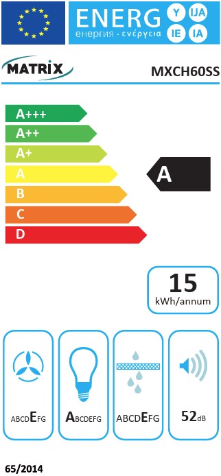 CDA MATRIX 60CM CHIMNEY HOOD SS | MXCH60SS
