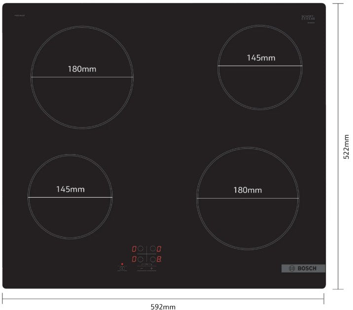 BOSCH 60CM CERAMIC TOUCH CONTROL FRAMELESS HOB | PKE61RAA8B