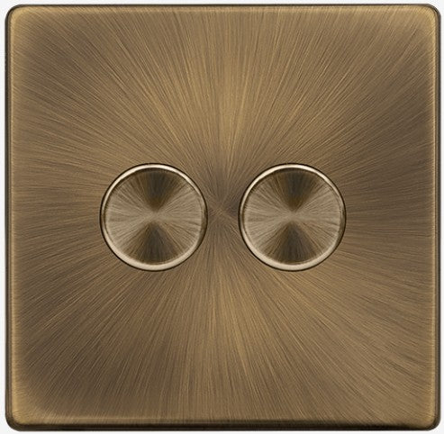 2 GANG 2 WAY 100W DIMMER SWITCH - ANTIQUE BRASS | SFAB162