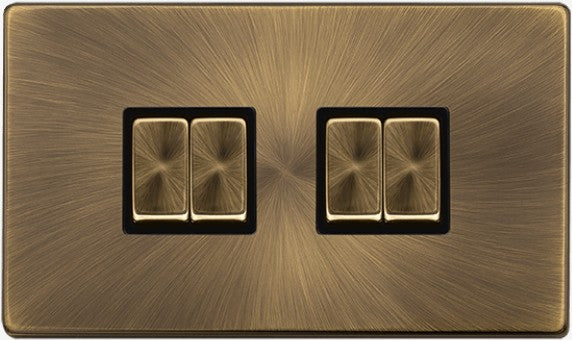 10AX INGOT 4 GANG 2 WAY SWITCH - ANTIQUE BRASS | SFAB414BK