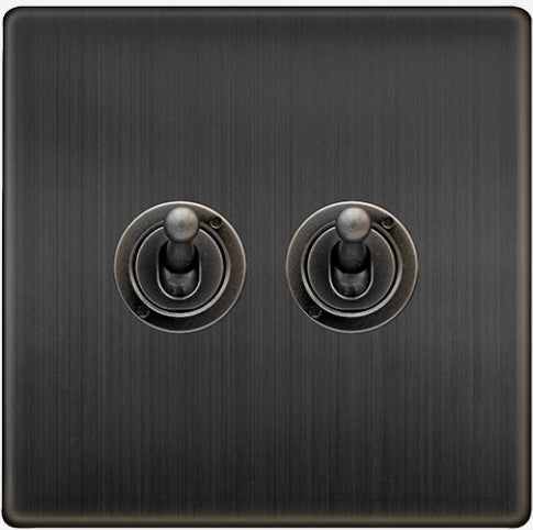 10AX 2 GANG 2 WAY TOGGLE SWITCH - MATT BRONZE | SFBZ422