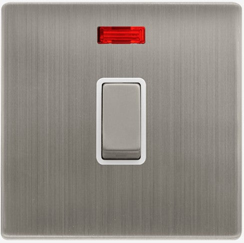 20A INGOT DOUBLE POLE SWITCH WITH NEON - STAINLESS | SFSS723PW