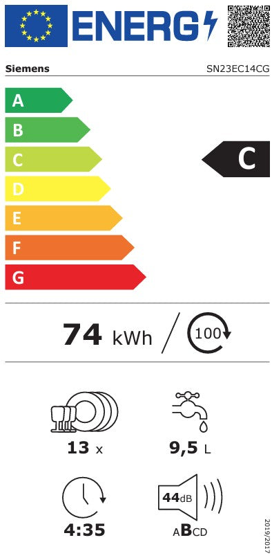 SIEMENS 60CM 13 PLACE FREESTANDING DISHWASHER BLK | SN23EC14CG