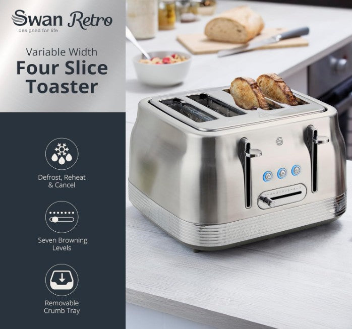 SWAN RETRO 4 SLICE TOASTER SS | ST19029SS
