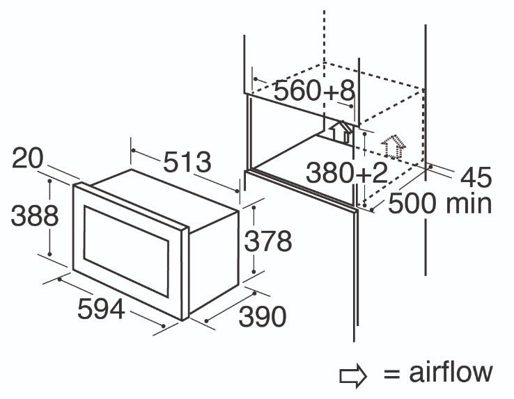 CDA BUILT IN MICROWAVE 25 LITRE 900WATT ST-STEEL | VM131SS
