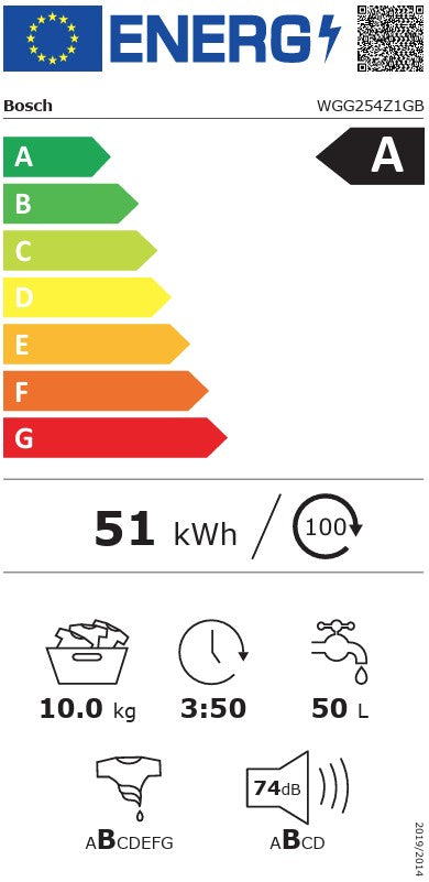 BOSCH SERIES 6- 10KG 1400RPM WASHING MACH WHITE | WGG254Z1GB