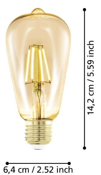 BULB-E27-LED ST64 4W AMBER 1700K | 110067