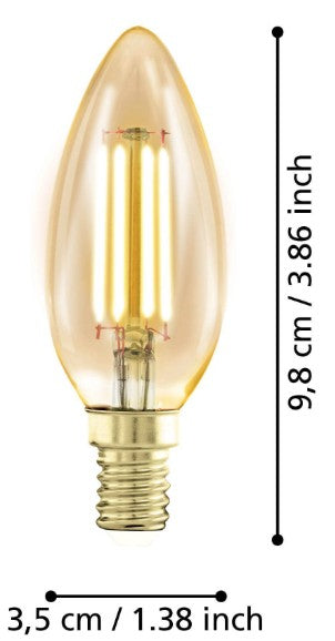 BULB-E14-LED C35 4W AMBER 1700K | 110069