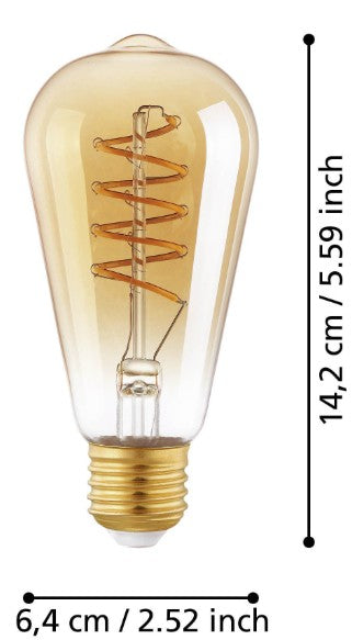 BULB-E27-LED ST64 4W 2200K AMBER SPIRAL | 110077