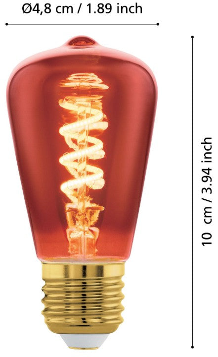 E27 LED ST48 RED CORKSCREW FILAMENT BULB WW | 110199