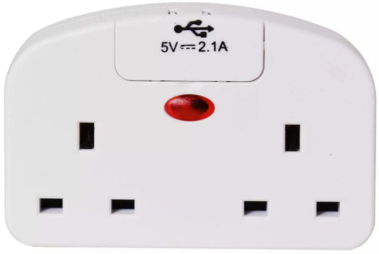 2 GANG EURO TRAVEL ADAPTER WITH 2 USB | 1672