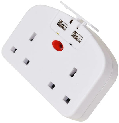 2 GANG EURO TRAVEL ADAPTER WITH 2 USB | 1672
