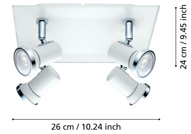 4-LIGHT SQUARE WHITE/CHROME 'TAMARA 1' | 95995