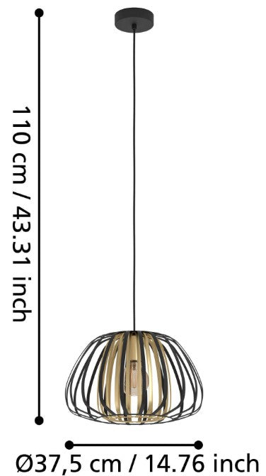 HL/1 E27 Ø375 SCHWARZ/GOLD 'ENCINITOS' | 99666