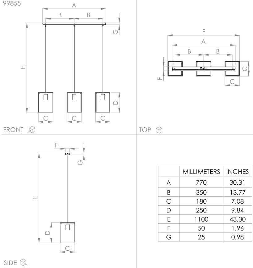 HL/3 . 3 LIGHT PENDANT  | 99855
