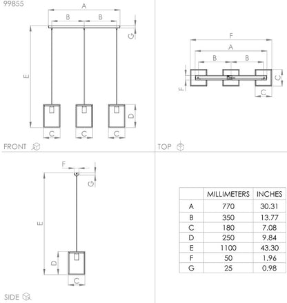 HL/3 . 3 LIGHT PENDANT  | 99855