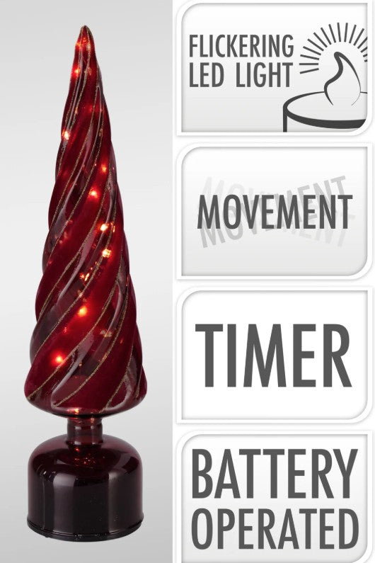 TREE GLAS TWINKLE 39CM BURGUND | ABR826790