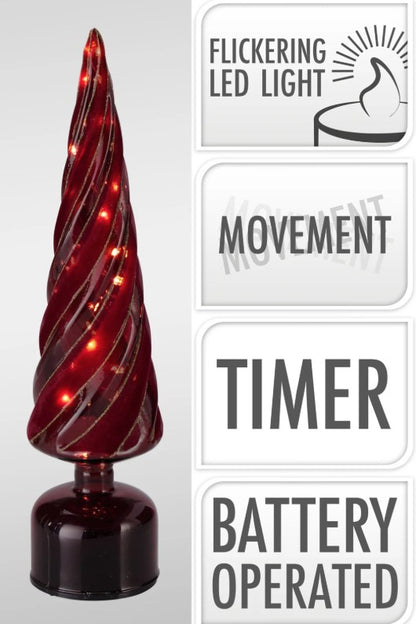 TREE GLAS TWINKLE 39CM BURGUND | ABR826790
