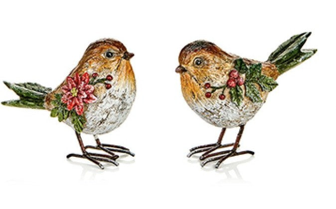 13CM POLYRESIN SNOWY ROBIN 2 ASST | AC241603