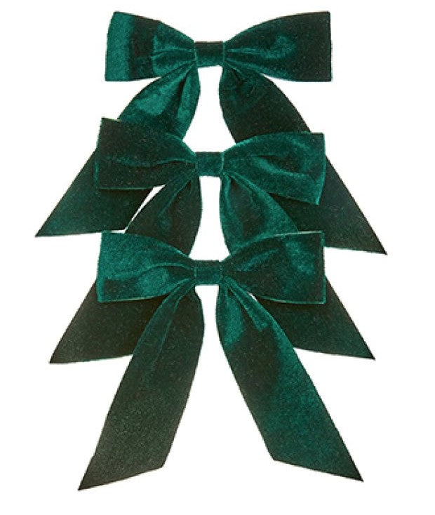 15CM SET OF 3 EMERALD GREEN BOWS | AC251603DGR
