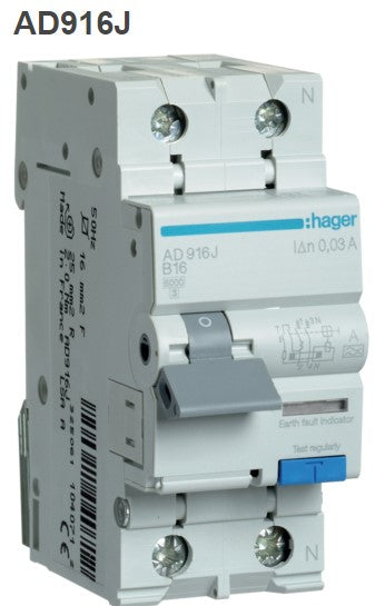 RCBO 1P+N 6KA B 16AMP 30MA | AD916J