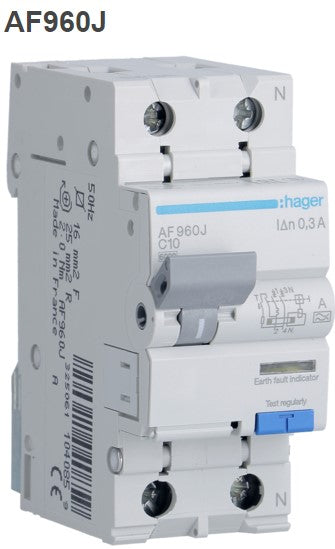 HAGER 10AMP 300MA RCBO C CURVE | AF960J