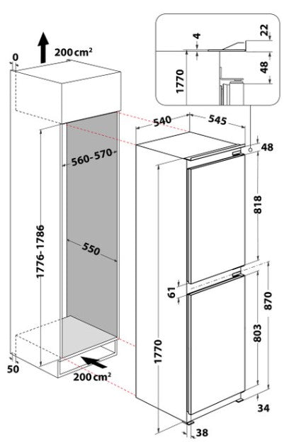 WHIRLPOOL INTEGRATED FRIDGE FREEZER 50:50 | ART45502